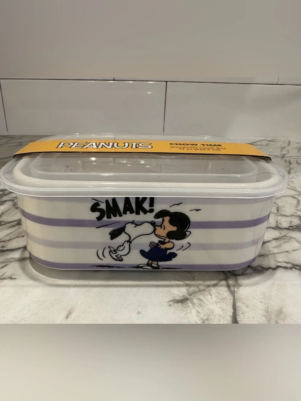 Peanuts Snoopy & Lucy “Chow Time” Stoneware Lunch Box 32 oz